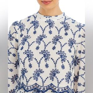 Aqua Embroidered Eyelet Long Sleeve Top from Bloomingdales, Small